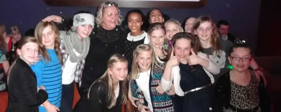 Shirley with a large group of her girlies