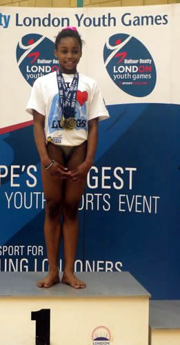 Celeste with her clean sweep of medals