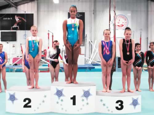 Maisie and Evie on the podium